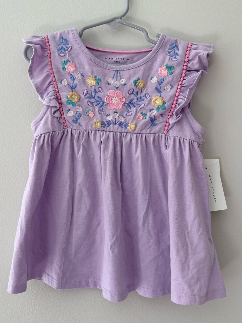 NWT Max Studio Kids | Girls Purple Flower Embroidered Tank Top | Size S (5/6)